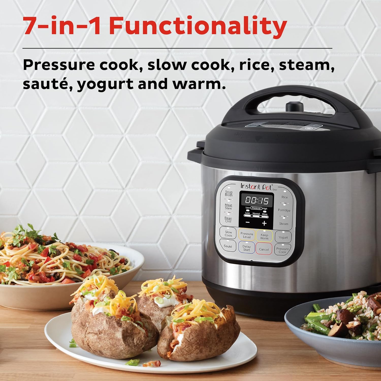 Instant Pot Duo Mini 3-Quart 7-in-1 Electric Pressure Cooker and Slow Rice Cooker – Compact multi-cooker on kitchen counter, ideal for small meals and fast cooking.