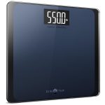 Ultra Wide Bathroom Scale with 15.5-inch tempered glass platform, digital LCD display, and high 550 lb weight capacity for accurate and stable measurements