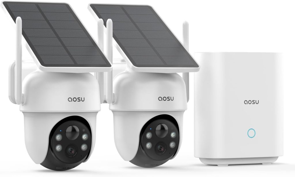 AOSU Security Camera System with Solar Power and Wireless Setup