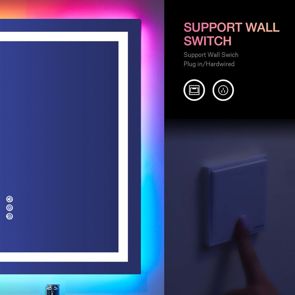 LOAAO Bathroom Mirror product page showing warranty and support details available through the manufacturer.