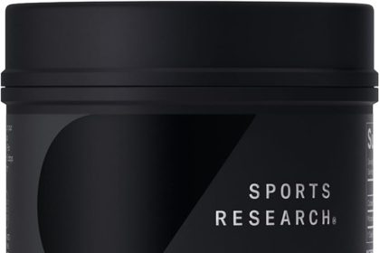 Sports Research Creatine Monohydrate supplement jar with scoop – 100% micronized creatine powder for performance