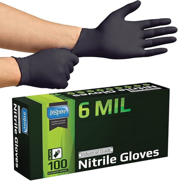 Box of Inspire Nitrile Gloves – 100 count disposable, powder-free, latex-free gloves for cleaning, healthcare, and multipurpose use