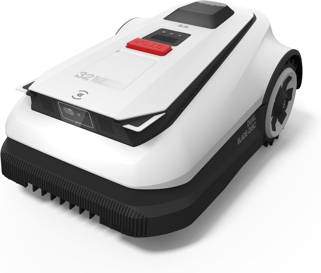 "ECOVACS A2500 Robot Lawn Mower with Lidar-Enhanced RTK+Vision Navigation in action on a 5/8 acre lawn"