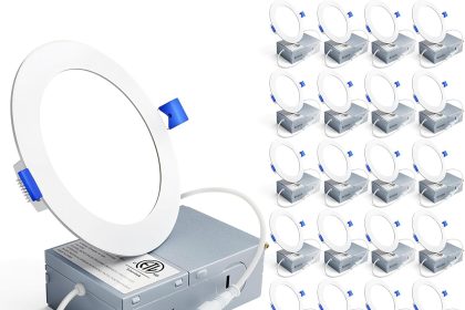 "Ensenior Ultra-Thin LED Downlight 6-inch 12-pack – Energy-efficient recessed ceiling lights with selectable color temperatures and ultra-slim design, ideal for home or office lighting upgrades."