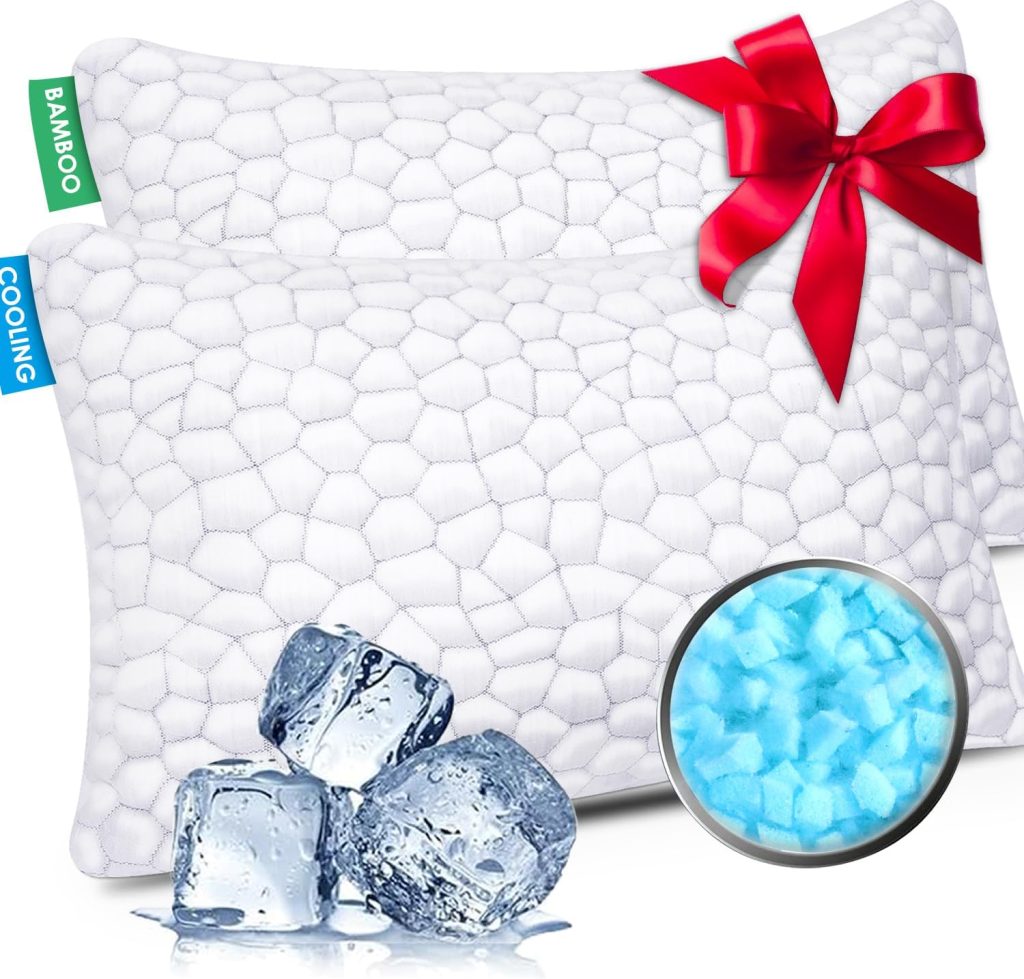 Adjustable shredded memory foam pillow with breathable hypoallergenic cover, shown in white, perfect for customizable comfort and support.