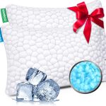Adjustable shredded memory foam pillow with breathable hypoallergenic cover, shown in white, perfect for customizable comfort and support.