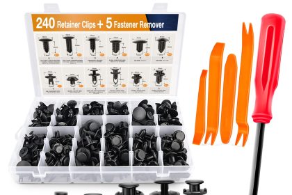 "GOOACC 240PCS automotive retainer clips and fastener remover set – universal plastic push pins for car bumper, fender, and panel replacement compatible with GM, Ford, Toyota, Honda, and Chrysler"