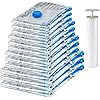 Amazon Basics Vacuum Compression Space Saving Storage Bags with Hand Pump for Travel, Multiple Sizes for Clothes and Blankets, Clear, 12 Pack (3 Small, 3 Medium, 3 Large & 3 Jumbo)