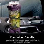 Ninja BC151PR Blast Portable Blender in Passion Red with 18 oz. cup and sip lid on white background