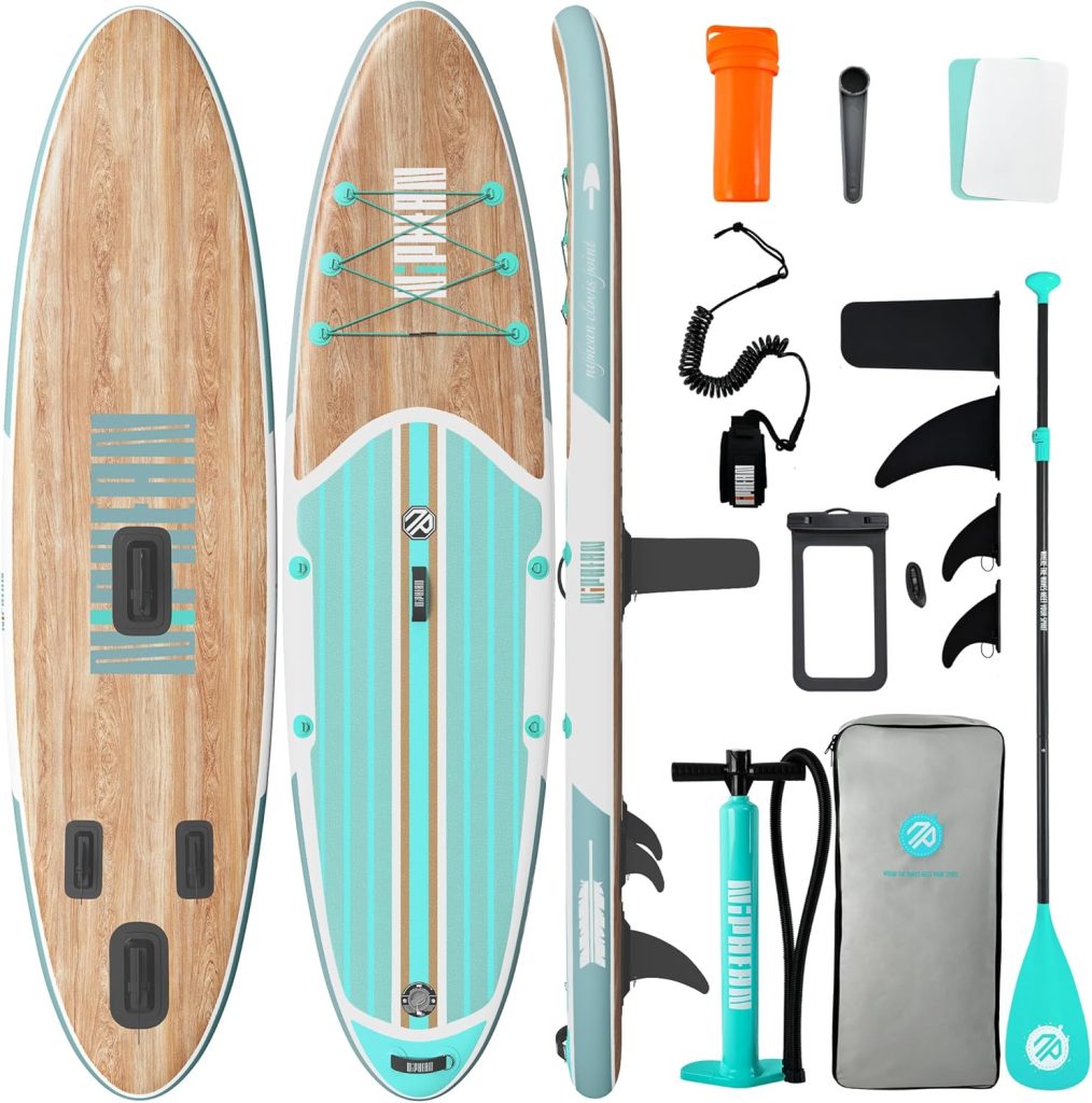 ✅ Alt Text for Niphean Inflatable Paddle Board Images: Niphean inflatable paddle board with accessories including paddle, pump, and waterproof phone bag Niphean 10’6” stand-up paddle board floating on lake with anti-slip EVA deck Close-up of Niphean SUP board D-rings and textured deck for added stability Adult paddling on Niphean inflatable paddleboard with pet onboard Folded Niphean paddle board in carry backpack for easy transport Colorful Niphean inflatable SUP boards lined up on dock Niphean paddle board used as floating dock in calm river ✅ Alt Text for PORTAL SUP Inflatable Paddle Board Images: PORTAL 10’6” inflatable paddle board with adjustable paddle and carry bag PORTAL SUP board on water with non-slip deck and minimalist design PORTAL paddleboard setup with included repair kit and accessories Man standing on PORTAL inflatable paddle board on lake during summer Eco-friendly PORTAL paddle board with sustainable material icons