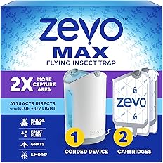 Zevo MAX Bug Catcher & Fly Trap for Indoors - Flying Insect Trap for Gnats, House & Fruit Flies - Use in Any Room - No-Mess D