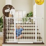 "Cumbor Baby Gate – extra wide, pressure-mounted safety gate for babies and pets, fits 29.5 to 46 inch doorways"