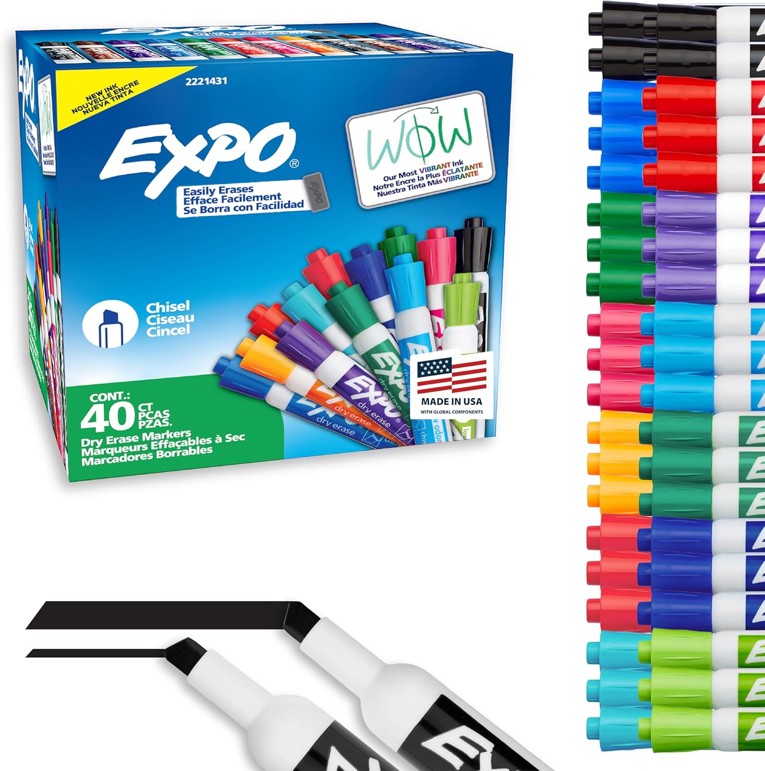"EXPO Markers Assorted Fashion Colors – 36-pack of low-odor dry erase markers with chisel tips in vibrant colors for whiteboards"