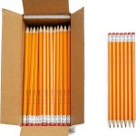 "AmazonBasics Pre-sharpened Wood-Cased Pencils pack showing multiple natural wood pencils with pink erasers on a white background"