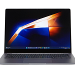 “Samsung Galaxy Book4 Pro 14-inch gray convertible laptop with AMOLED touchscreen, backlit keyboard, and Intel Core Ultra 7 processor, ideal for business, students, and entertainment.”