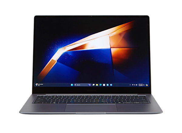 “Samsung Galaxy Book4 Pro 14-inch gray convertible laptop with AMOLED touchscreen, backlit keyboard, and Intel Core Ultra 7 processor, ideal for business, students, and entertainment.”