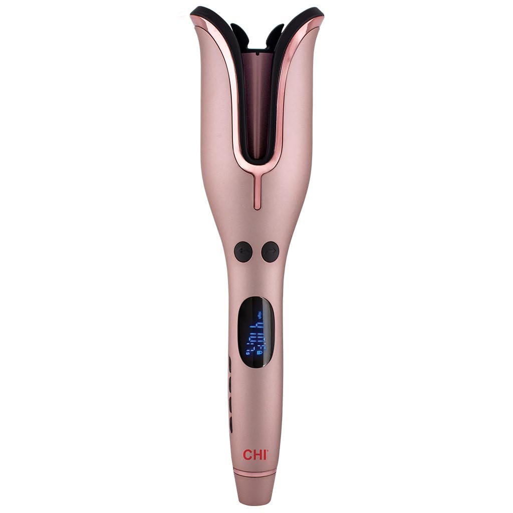 CHI Spin N Curl Rose Gold automatic hair curler with ceramic rotating barrel, ideal for effortless styling and damage-free curls, currently on 52% limited-time discount