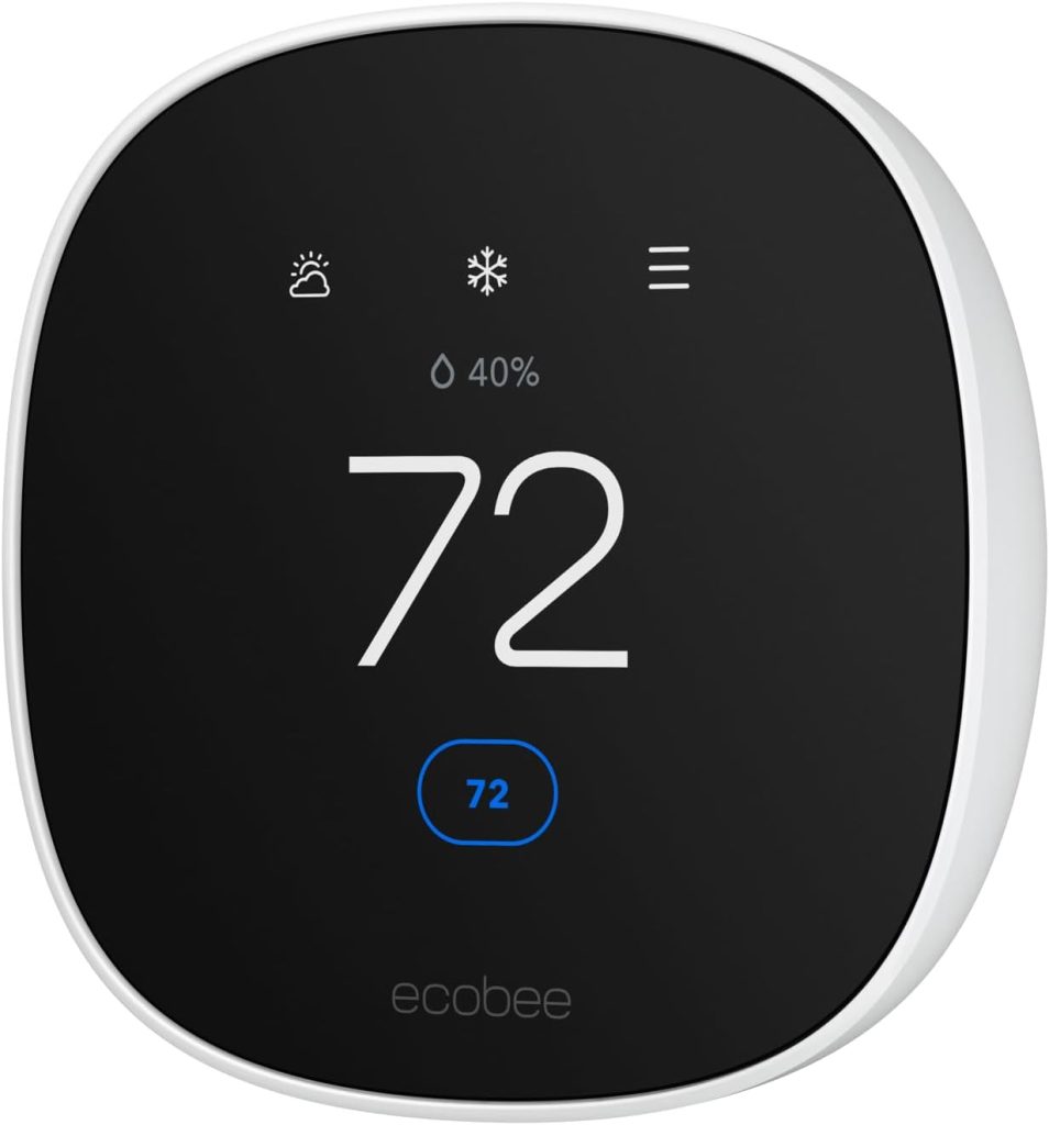 “ecobee Smart Thermostat Essential – Wi-Fi programmable thermostat with touchscreen, works with Alexa, Google Assistant, and Apple HomeKit, energy-saving home device – 14% off limited-time deal”