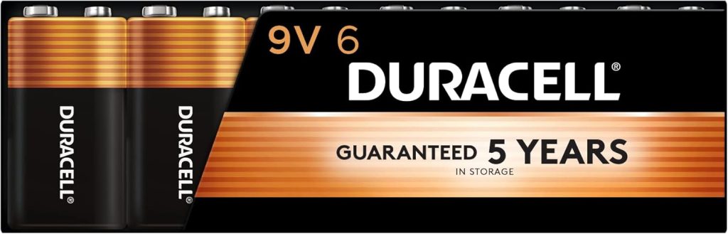 "Duracell Coppertop 9V Battery 6-Pack – Long-lasting alkaline batteries for household and office devices, reliable power with leak-resistant design."