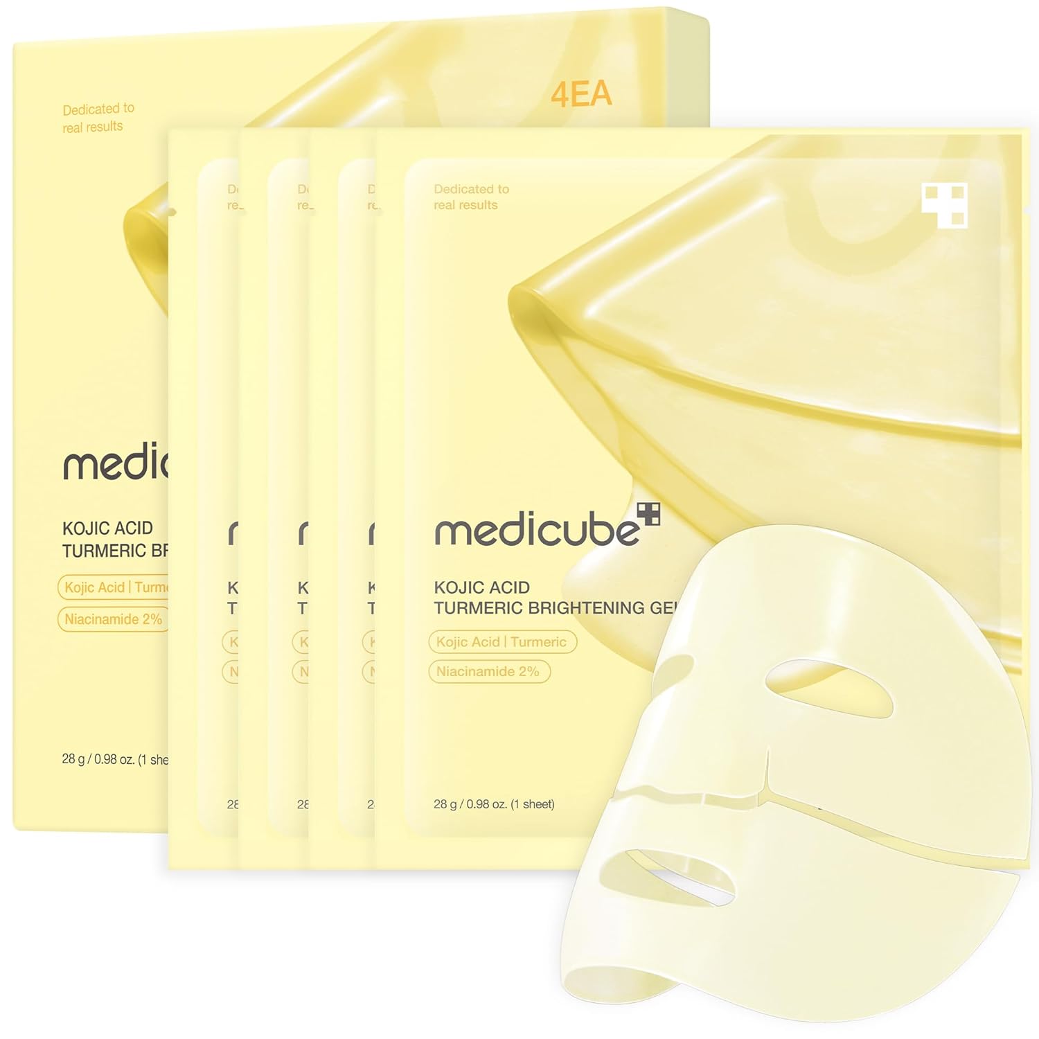 Medicube Kojic Acid Turmeric Brightening Gold Jelly Gel Mask jar with golden jelly texture, designed for overnight skin brightening, hydration, and improved elasticity