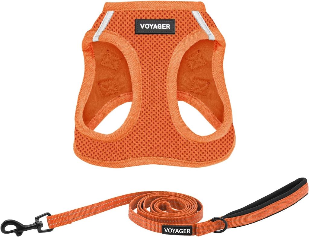 Reflective Neoprene Dog Harness in adjustable size for small to medium dogs, featuring soft padded material and reflective accents for safe nighttime walks