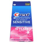 "Crest 3D Whitestrips Sensitive at-home teeth whitening kit, 14 treatments, enamel-safe"