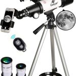 Gskyer AZ Astronomical Refracting Telescope on tripod with clear night sky background, perfect for stargazing
