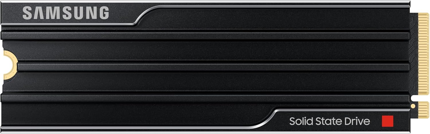 "Samsung 980 PRO 2TB NVMe SSD with Heatsink – ultra-fast M.2 storage for gaming, desktop, laptop, and PS5, featuring PCIe 5.0 connectivity and hardware encryption."