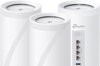 TP-Link Deco BE63 Tri-Band Wi-Fi 7 Mesh System box showing sleek design and advanced Wi-Fi 7 technology for fast and reliable home internet coverage.