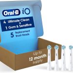 Oral-B iO Ultimate Clean Replacement Brush Heads 5-pack with smart bristle color-change technology, includes 4 Ultimate Clean and 1 Gum & Sensitive head, compatible with Oral-B iO electric toothbrushes.