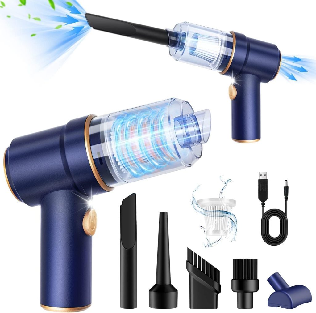 KMM Handheld Vacuum Cleaner with multiple nozzle attachments on a clean surface