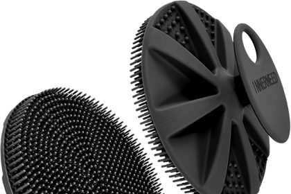 "INNERNEED food-grade silicone body scrubber in black for gentle exfoliation"