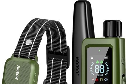 “Jugbow Dog Shock Collar with remote – safe and adjustable training collar for dogs of all breeds, waterproof and long-range, perfect for behavior training.”