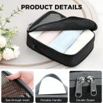 "Bagail Compression Packing Cubes in various sizes, lightweight and durable 320D material, neatly organizing clothes, electronics, and footwear for easy and space-saving travel."