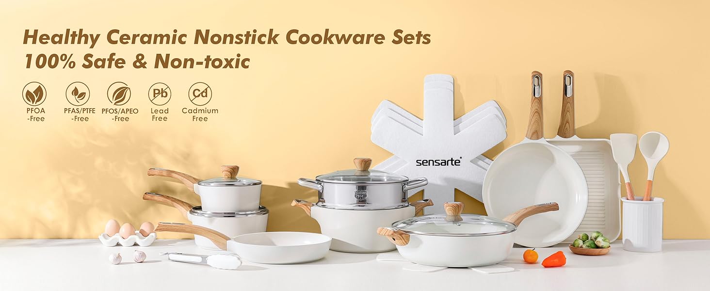 ceramic cookware set ceramic cookware set pots and pans set non stick sensarte pots and pans 