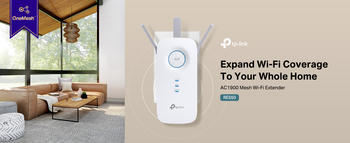 Mesh WiFi Router Range Extender - TP-Link AC1900 RE550