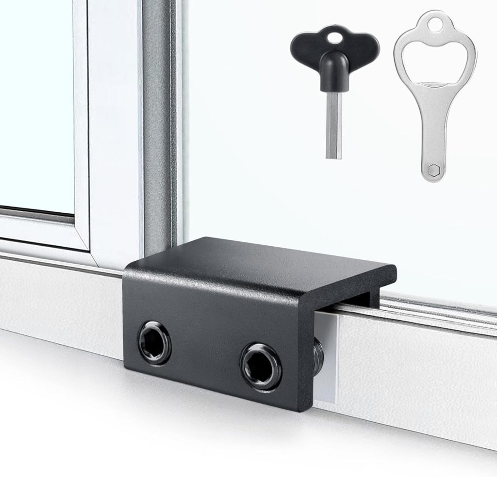 Windows Horizontal Security Adjustable Stoppers installed on sliding windows for home safety and security