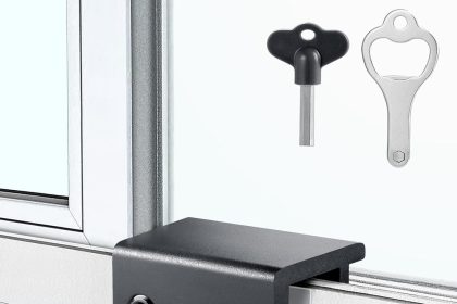 Windows Horizontal Security Adjustable Stoppers installed on sliding windows for home safety and security