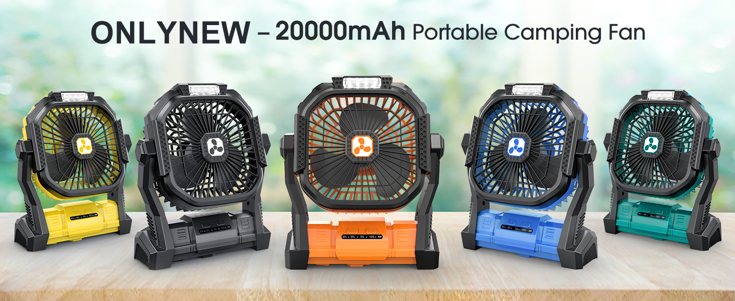 Portable Fan Rechargeable, Cordless Battery Powered Fan with LED Lantern