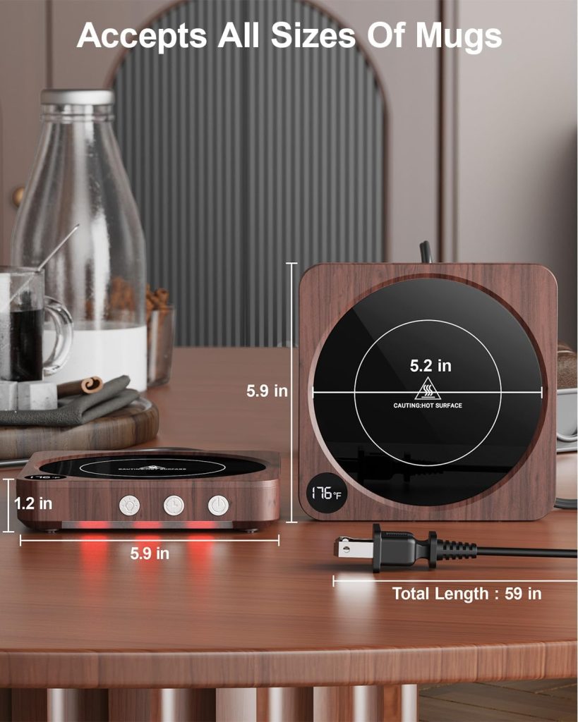 House Gem Mug Warmer keeps coffee and tea warm at your desk with a sleek, compact design – perfect gift for coffee lovers