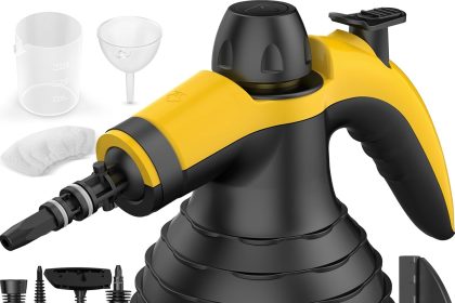 STEAMIFY Pressurized Steam Cleaner with multiple attachments for deep cleaning tiles, grout, upholstery, and household surfaces, available at discounted price.