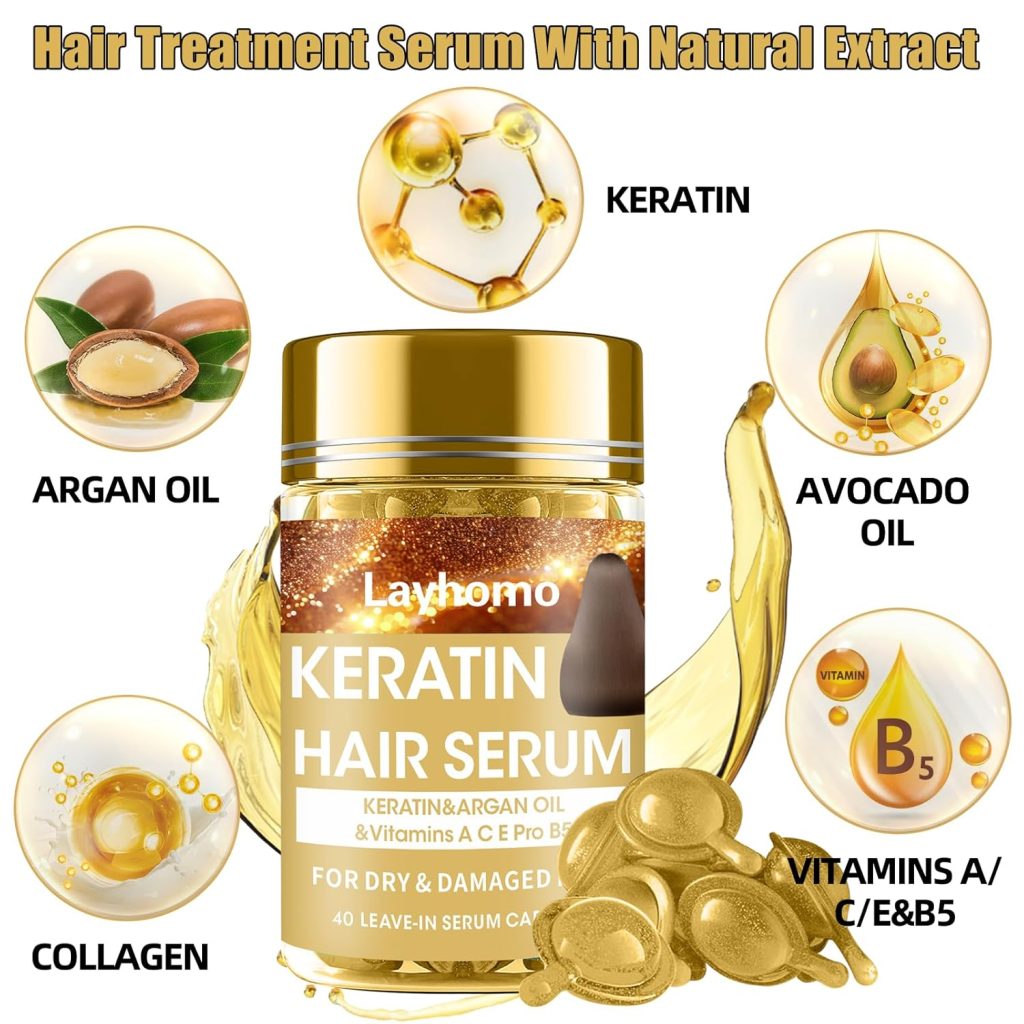 Hair treatment capsules with nourishing oils and vitamins – leave-in conditioner for smooth, shiny, healthy hair
