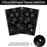 Spooky Halloween Tablecloth with pumpkins, ghosts, and bats, disposable and perfect for party decorations