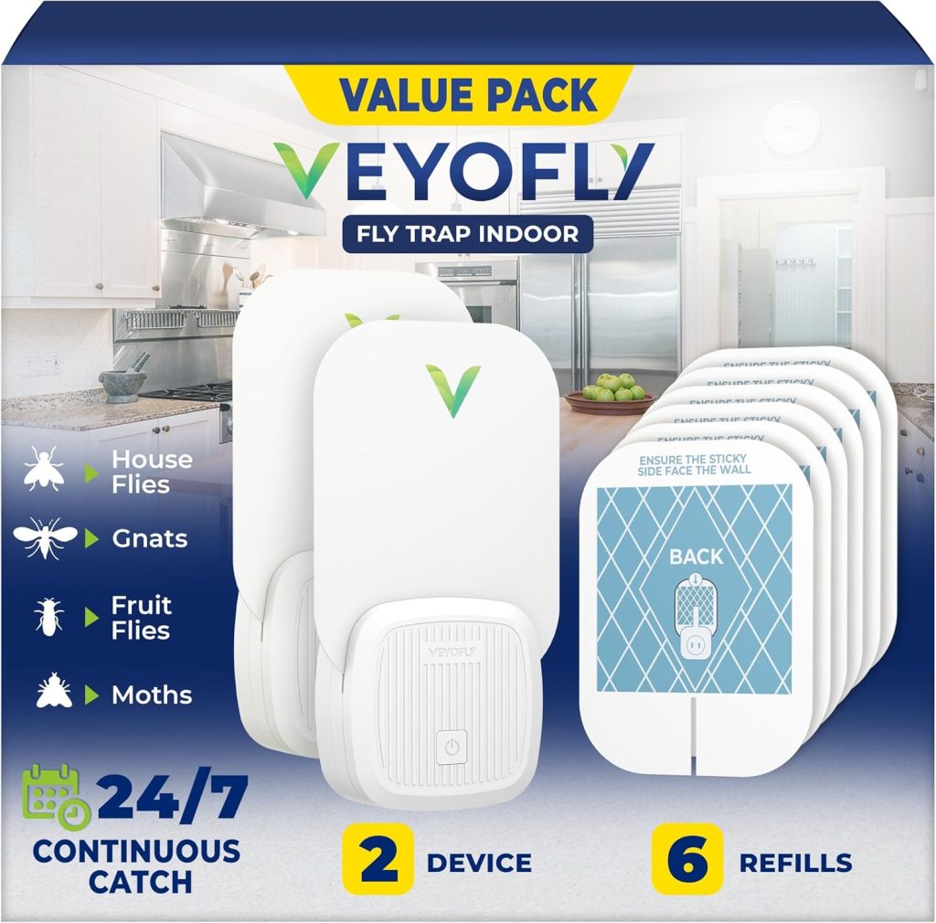 VEYOFLY Electric Flying Insect Catcher trapping mosquitoes and flies indoors, safe and chemical-free bug zapper for home use