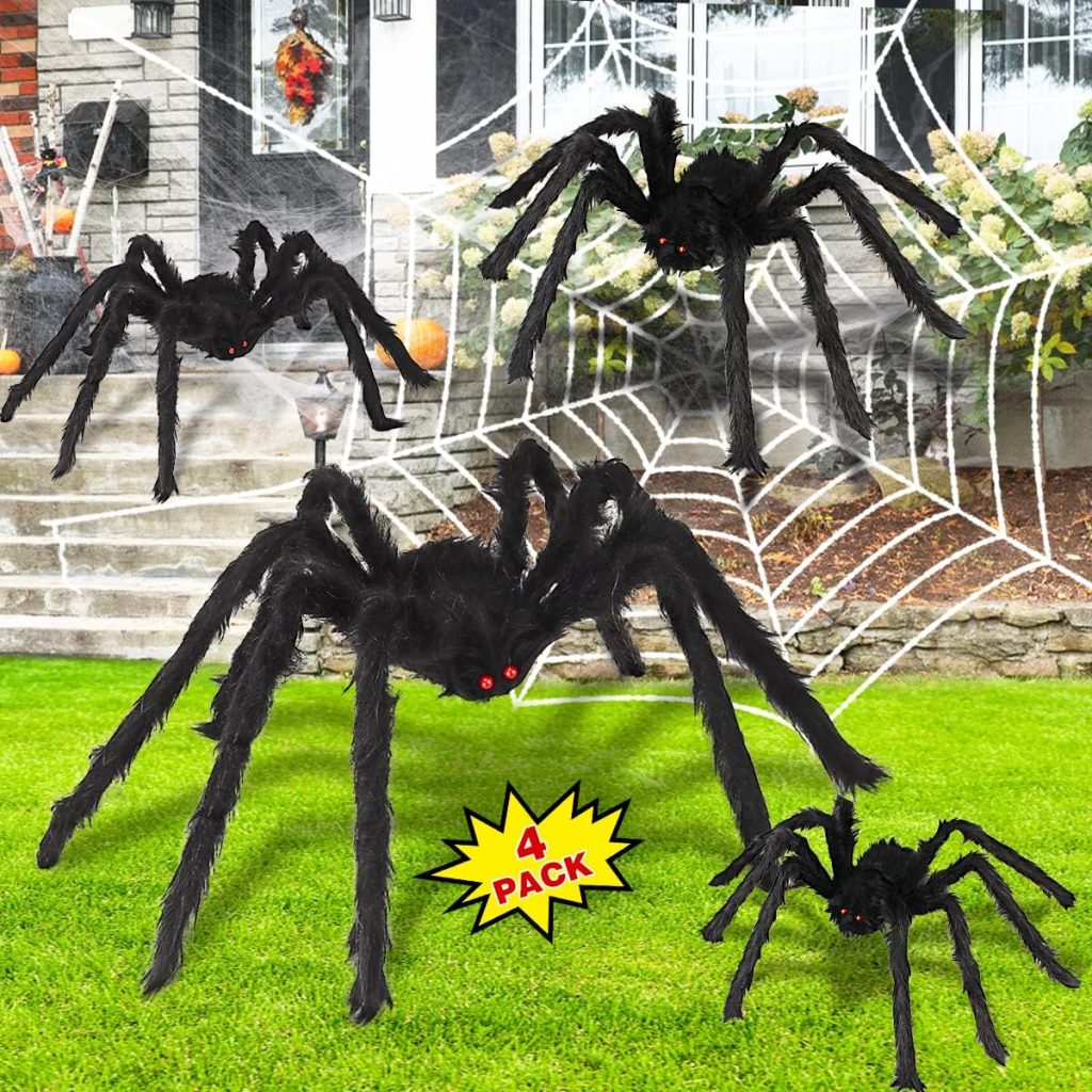 Aitey Plastic Spiders – Realistic Halloween Decorations for Indoor and Outdoor Use, Perfect for Parties and Home Decor