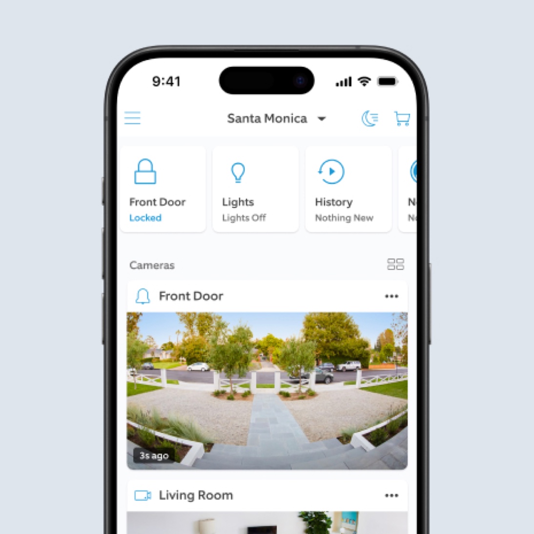 A phone screen shows video footage from multiple cameras in the Ring App.