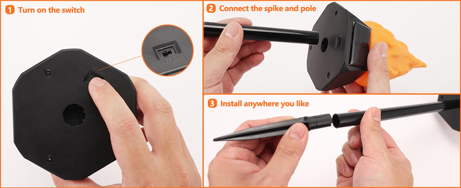 Solar Outdoor Lights with Flickering Flame