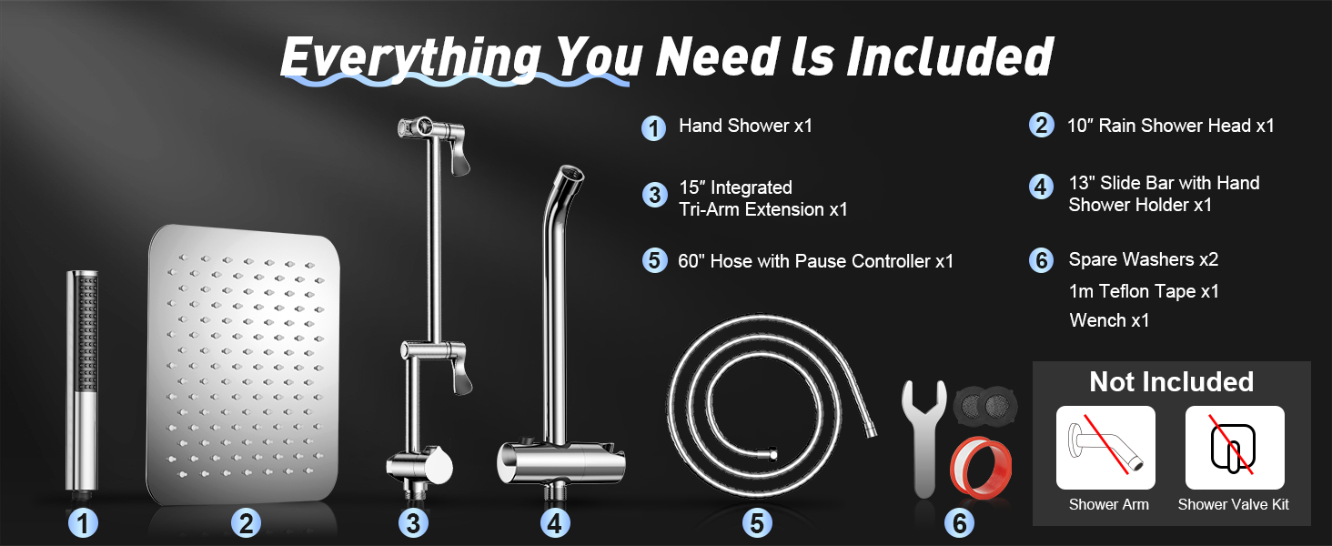 Shower head with handheld high pressure rain shower head showerhead combo rainfall shower  luxury
