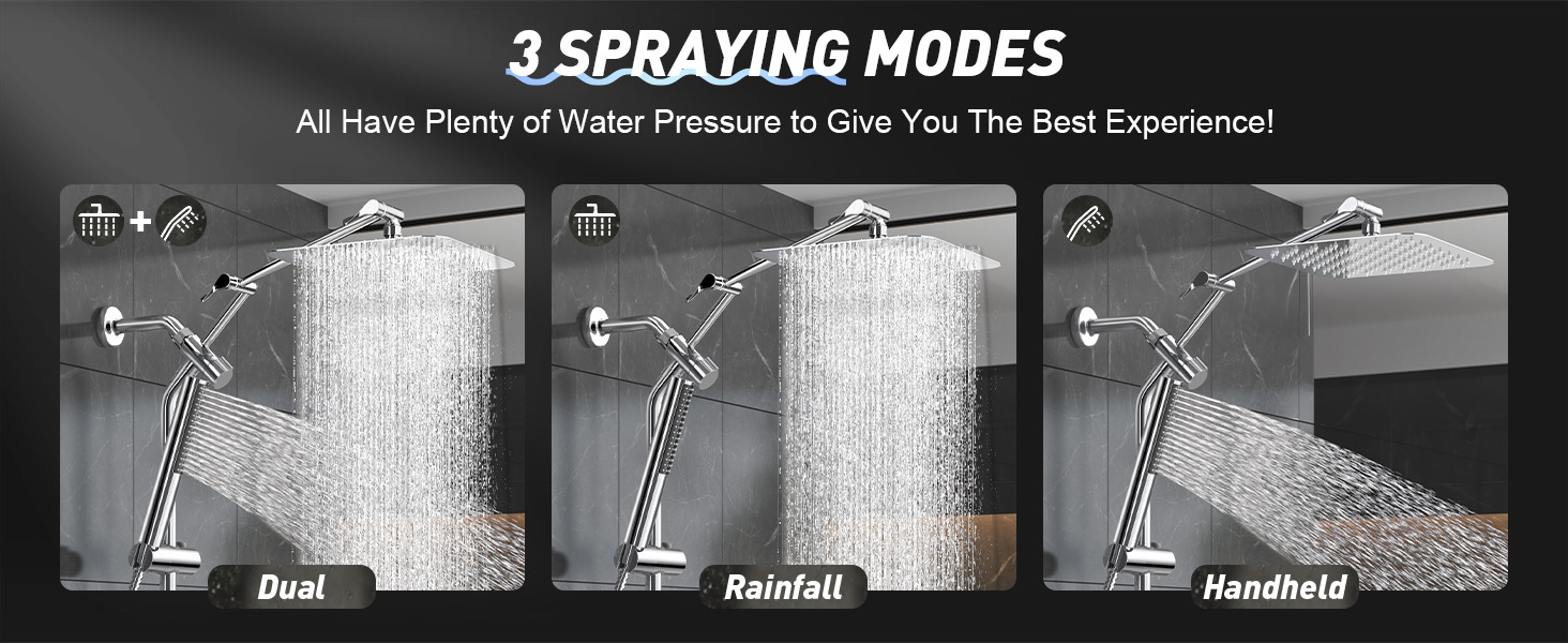 Shower head with handheld high pressure rain shower head showerhead combo rainfall shower  luxury