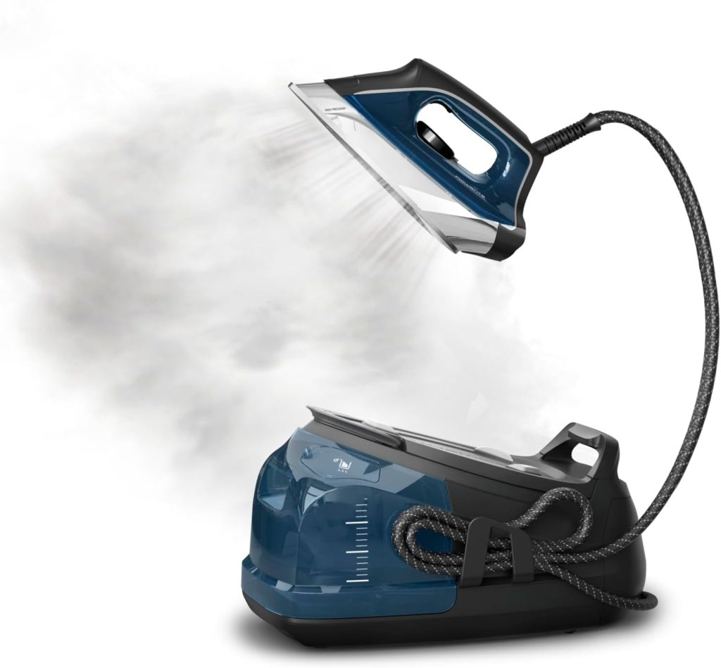 Rowenta DG8624U1 Perfect Steam Station high-pressure steam iron with 55-minute run time, delivering professional-grade wrinkle-free results for home ironing.